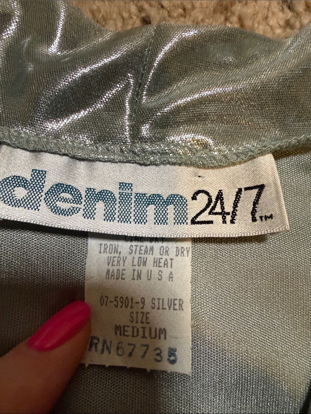 Denim 24/7 Metallic Silver Twist-Front Blouse - Picture 2 of 5